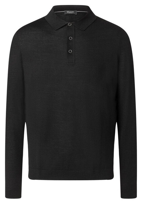 Maerz Merino Extrafine Knit Polo Collar Pullover Black