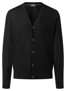 Maerz Merino Extrafine Low V-Shape Neck Button Cardigan Black