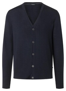 Maerz Merino Extrafine Low V-Shape Neck Button Cardigan Navy