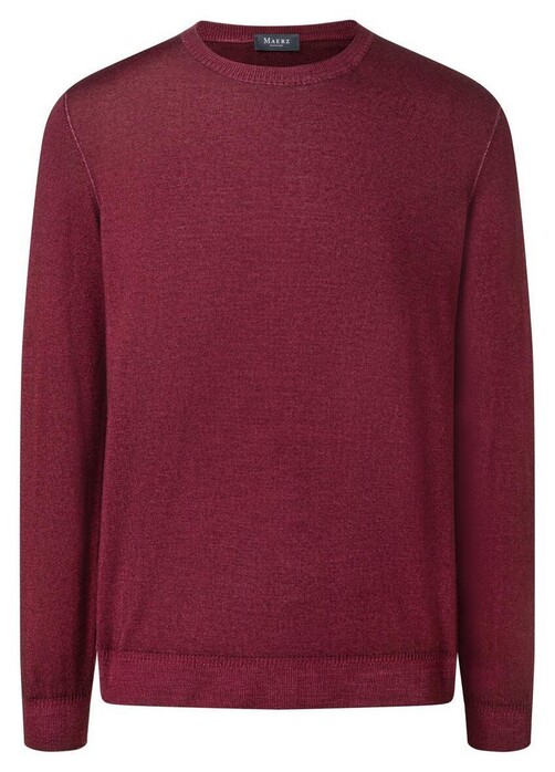 Maerz Merino Extrafine Round Neck Uni Color Trui Barolo Wine