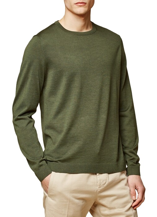 Maerz Merino Extrafine Roundneck Trui Camouflage Green