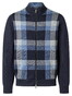 Maerz Merino Superwash Check Knit Two-Way Zip Cardigan Navy