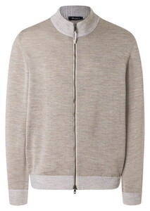 Maerz Merino Superwash Subtle Mélange Full Two-Way Zip Cardigan Iced Latte