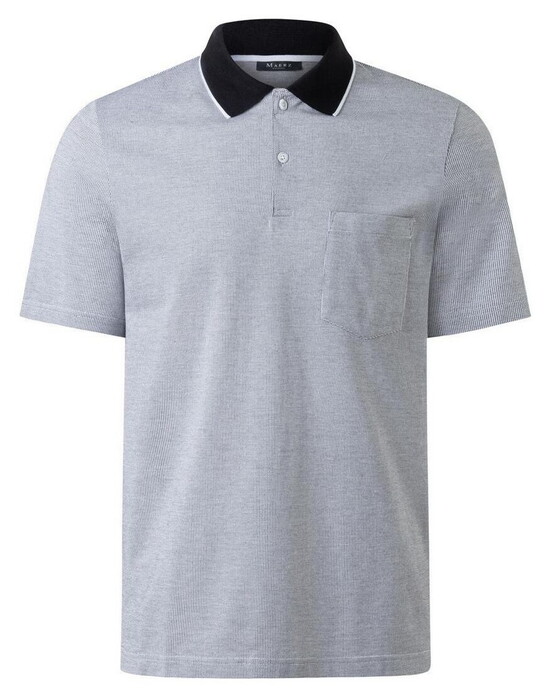 Maerz Micro Texture Pattern Contrast Collar Cotton Polo Navy