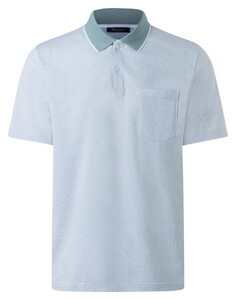 Maerz Micro Texture Pattern Contrast Collar Cotton Polo Pastel Turquoise