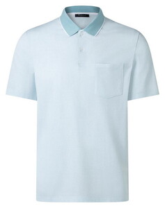 Maerz Micro Texture Pattern Contrast Collar Cotton Poloshirt Bright Aqua