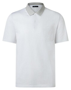 Maerz Micro Texture Pattern Contrast Collar Cotton Poloshirt Clear Silver