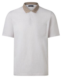 Maerz Micro Texture Pattern Contrast Collar Cotton Poloshirt Frappuccino