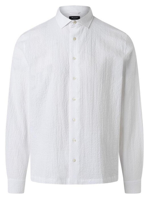 Maerz Modern Seersucker Texture Overhemd Pure White