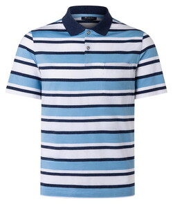 Maerz Multistriped Contrast Collar Cotton Polo Dawn Blue