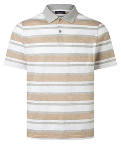 Maerz Multistriped Contrast Collar Cotton Poloshirt Frappuccino