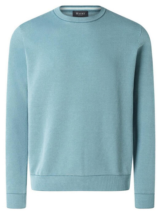 Maerz Organic Cotton Two Color Pique Structure Pullover Pastel Turquoise