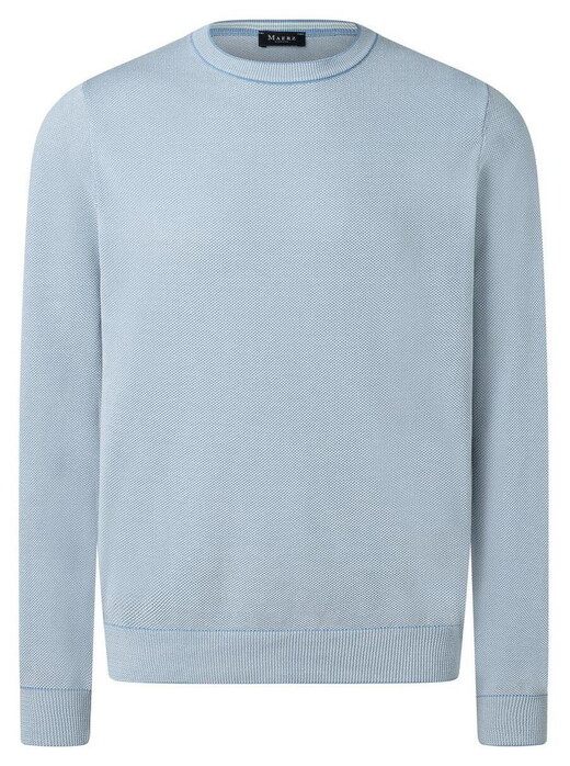 Maerz Organic Cotton Two Color Piqué Structure Trui Blue Sky