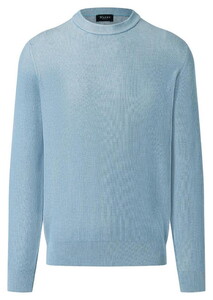 Maerz Ribbed Texture Subtle Pearl Effect Organic Cotton Crew Neck Pullover Blue Sky