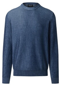 Maerz Ribbed Texture Subtle Pearl Effect Organic Cotton Crew Neck Pullover Dawn Blue