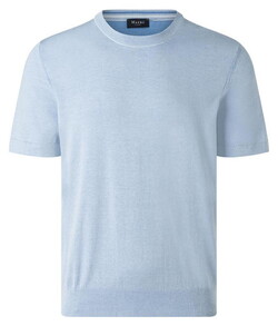 Maerz Short Sleeve Pullover Uni Color Fine Cotton Knit Blue Sky