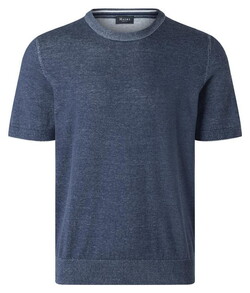 Maerz Short Sleeve Pullover Uni Color Fine Cotton Knit Dawn Blue