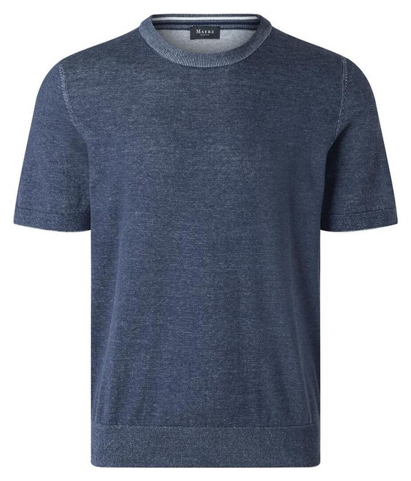 Maerz Short Sleeve Pullover Uni Color Fine Cotton Knit Trui Dawn Blue