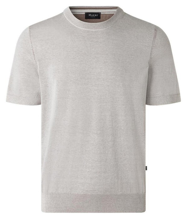 Maerz Short Sleeve Pullover Uni Color Fine Cotton Knit Trui Frappuccino