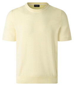 Maerz Short Sleeve Pullover Uni Color Fine Cotton Knit Trui Lichtgeel