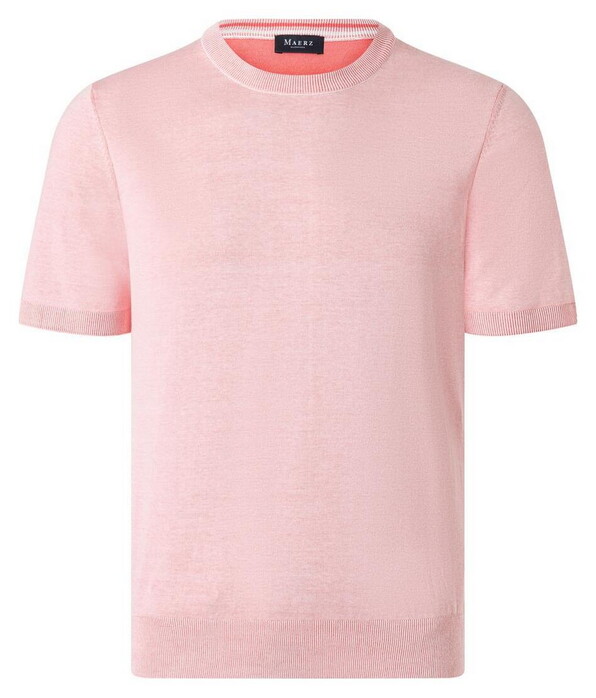 Maerz Short Sleeve Pullover Uni Color Fine Cotton Knit Trui Shiny Flamingo