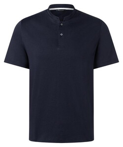 Maerz Solid Color Henley Collar Polo Navy