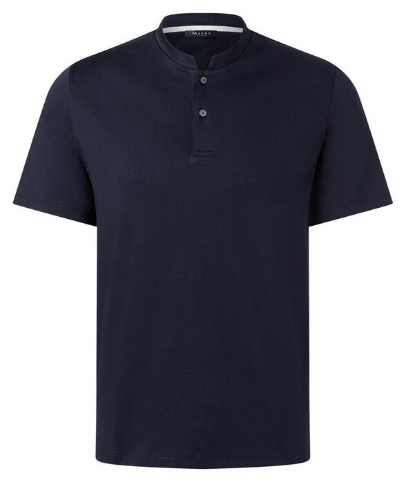 Maerz Solid Color Henley Collar Polo Navy