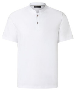 Maerz Solid Color Henley Collar Polo Pure White