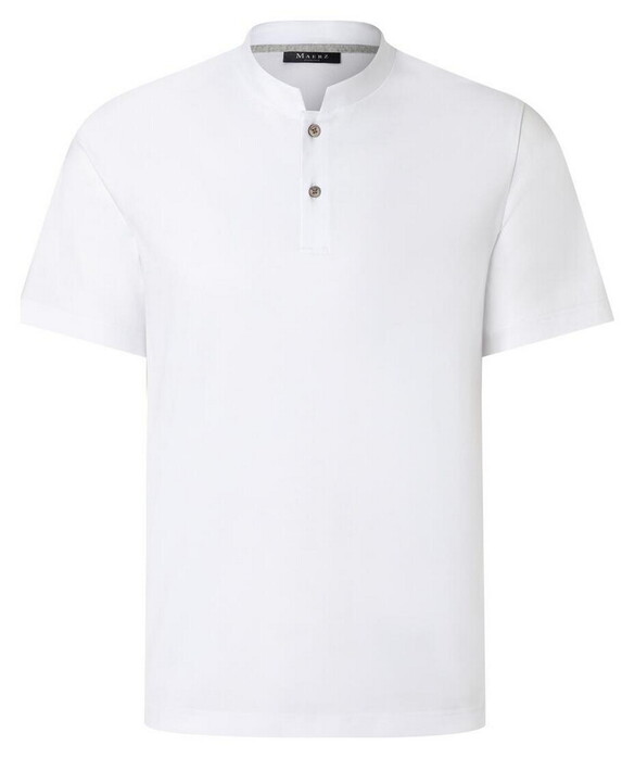 Maerz Solid Color Henley Collar Polo Pure White
