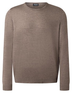 Maerz Solid Color Luxury Merino Extrafine Round Neck Pullover Brownie