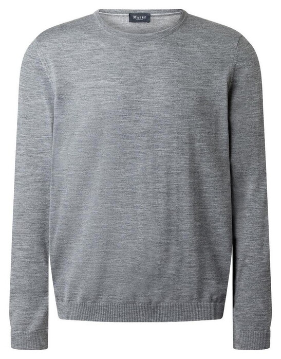 Maerz Solid Color Luxury Merino Extrafine Round Neck Pullover Shark Skin