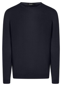Maerz Solid Color Luxury Merino Extrafine Round Neck Trui Navy
