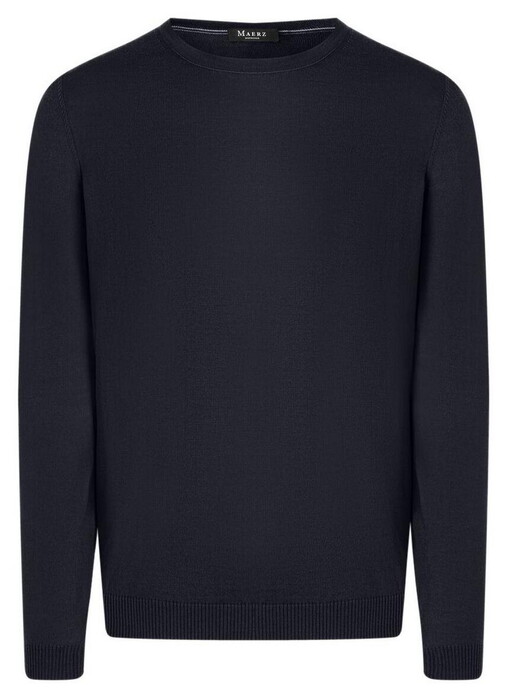 Maerz Solid Color Luxury Merino Extrafine Round Neck Trui Navy