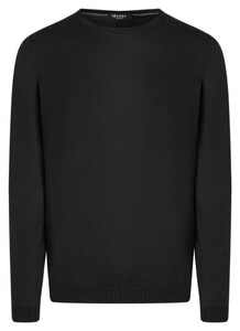 Maerz Solid Color Luxury Merino Extrafine Round Neck Trui Zwart