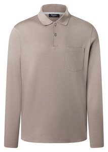 Maerz Solid Color Mercerized Cotton Long Sleeve Polo Cedar Wood