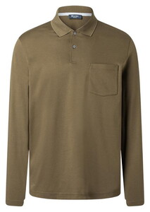 Maerz Solid Color Mercerized Cotton Long Sleeve Polo Fresh Herbs