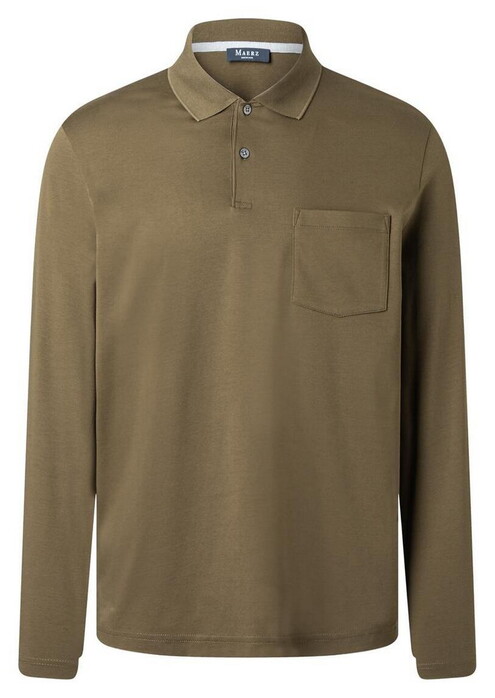 Maerz Solid Color Mercerized Cotton Long Sleeve Polo Fresh Herbs
