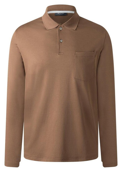 Maerz Solid Color Mercerized Cotton Long Sleeve Polo Nougat