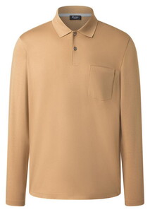 Maerz Solid Color Mercerized Cotton Long Sleeve Polo Pumpkin Spice