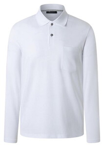 Maerz Solid Color Mercerized Cotton Long Sleeve Polo Pure White