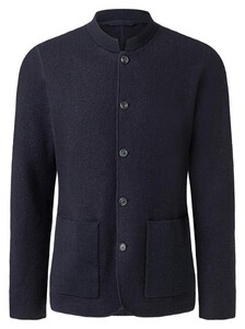 Maerz Solid Color Merino Extrafine Knit Blazer Cardigan Navy