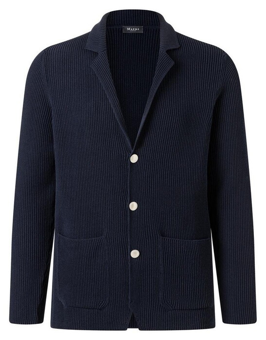 Maerz Solid Color Rib Texture Cotton Knit Vest Navy