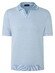 Maerz Solid Color Subtle Stripe Detail Cotton Knit Polo Blue Sky