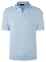 Maerz Solid Color Subtle Stripe Detail Cotton Knit Polo Blue Sky