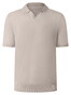 Maerz Solid Color Subtle Stripe Detail Cotton Knit Polo Frappuccino