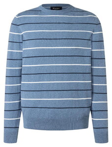 Maerz Striped Cotton Knit Round Neck Pullover Blue Sky