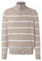 Maerz Striped Cotton Knit Troyer Zip Trui Light Almond
