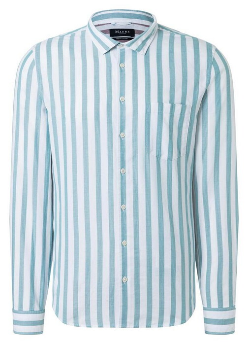 Maerz Striped Soft Finish Cotton Overhemd Pastel Turquoise