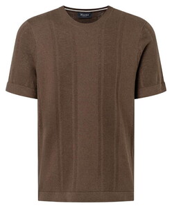 Maerz Striped Texture Piqué Round Neck T-Shirt Nougat