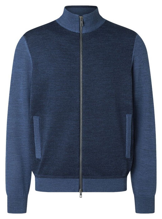 Maerz Subtle Details Texture Knit Merino Superwash Full 2-Way Zip Vest Deep Sea